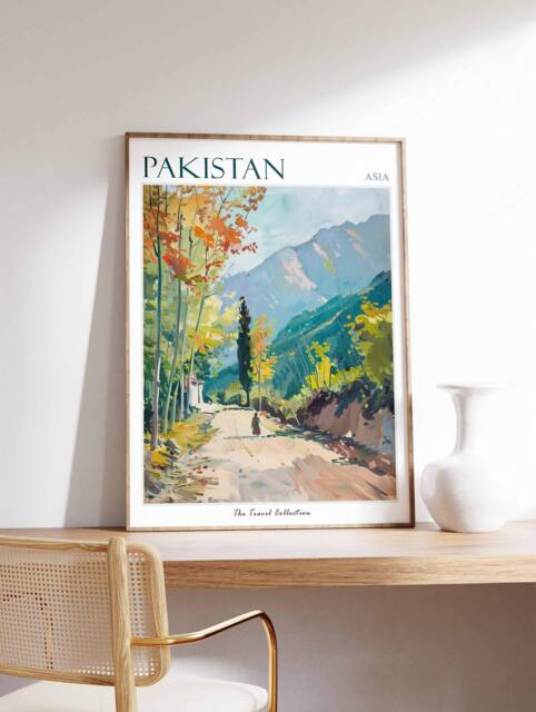 Pakistan Travel Poster Botanical Asian Art Print - image 1