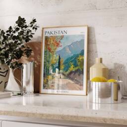 Pakistan Travel Poster Botanical Asian Art Print - thumbnail 2