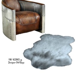 Faux Sheepskin Rug - Chubby Bear Shape, Plush Fur Accent - Handmade in Usa - thumbnail 2