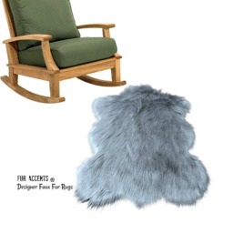 Faux Sheepskin Rug - Chubby Bear Shape, Plush Fur Accent - Handmade in Usa - thumbnail 1