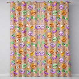 Cute Halloween Donuts Candy Eyeball Ice Cream Seamless Pattern Beige Background Readymade Eyelet Ring Top Thermal 100% Blackout Curtains - thumbnail 2