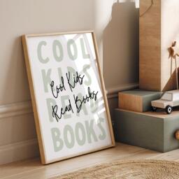 Cool Kids Read Books - Minimal Poster Typography Print For Children, Book Lover Quote Wall Art Reading Corner, Bedrooms & Playroom - thumbnail 1