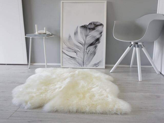 Genuine Australian Double Sheepskin Rug Creamy White Wool, Soft Silky Decor - image 1