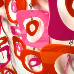 Adorable Girls Room Wall Art Curtain - Retro Mid Century Inspired Dividers Atomic Screens Mod Divider Curtains Partition - thumbnail 3