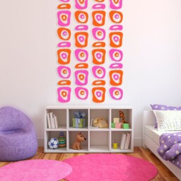 Adorable Girls Room Wall Art Curtain - Retro Mid Century Inspired Dividers Atomic Screens Mod Divider Curtains Partition - thumbnail 2