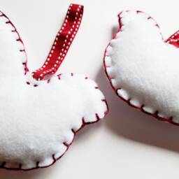 Pack Of 2 Christmas Doves - Tree Decorations White Felt Dove - thumbnail 3