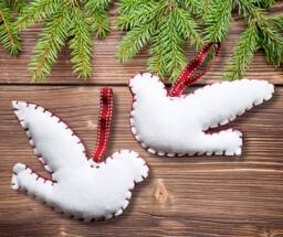 Pack Of 2 Christmas Doves - Tree Decorations White Felt Dove - thumbnail 1