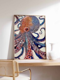 Octopus Poster, Print, Sea Life Art, Ocean Wall Sealife Decor, Vintage Animal Gift - thumbnail 1