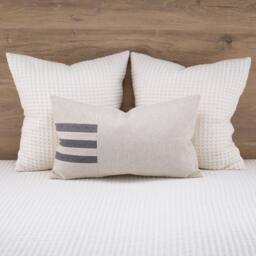 Taupe Beige Striped Lumbar Pillow Cover, Modern Boho Sofa Cushion Case - thumbnail 1