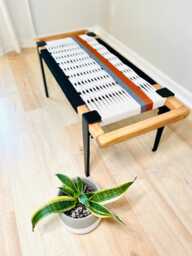 Hand-Woven Entryway Bench Mcm Style End Of Bed & Mudroom Seating - Custom-Made, Multiple Sizes - thumbnail 1