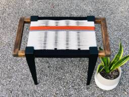 Hand-Woven Entryway Bench Mcm Style End Of Bed & Mudroom Seating - Custom-Made, Multiple Sizes - thumbnail 1