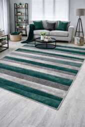 New Small Large Emerald Green Silver Grey Wave Design Area Rugs Mats Runners