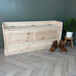 4Ft Shaker Panel Shoe Storage Bench Or Window Seat, Solid Wood Ready To Paint - thumbnail 2
