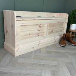 4Ft Shaker Panel Shoe Storage Bench Or Window Seat, Solid Wood Ready To Paint - thumbnail 4