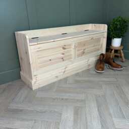 Wood Shoe Storage Bench Shaker Panel Window Seat, Custom Size Ready To Paint 1220mm Wide - thumbnail 3