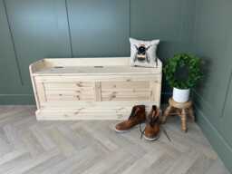 Wood Shoe Storage Bench Shaker Panel Window Seat, Custom Size Ready To Paint 1220mm Wide - thumbnail 1