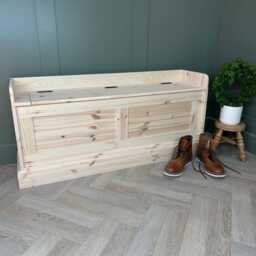 Wood Shoe Storage Bench Shaker Panel Window Seat, Custom Size Ready To Paint 1220mm Wide - thumbnail 2