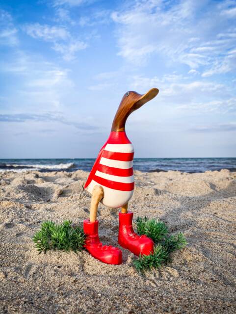 Walked Naturally With Red Boots & White Striped Shirt About 35 cm High - image 1