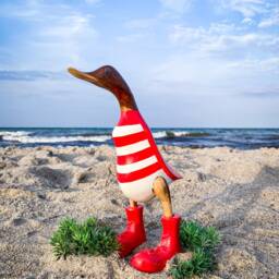 Walked Naturally With Red Boots & White Striped Shirt About 35 cm High - thumbnail 2