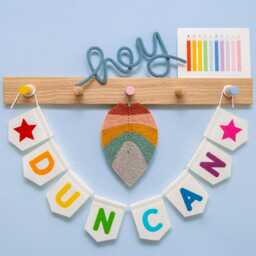 Personalised Name Felt Bunting. Custom Nursery Garland Decor. Rainbow, Pastel, Jungle, Neutral Colours - thumbnail 3