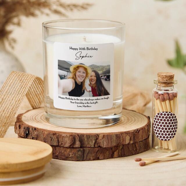 Personalised Birthday Candle Gift With Photo & Custom Message For Her Colleague Friend - image 1