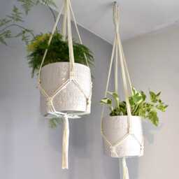 Plant Hanger Ceiling, Indoor Hanging Planter, Boho Wall Macrame Hanging, Flower Pot Basket - thumbnail 3