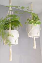 Plant Hanger Ceiling, Indoor Hanging Planter, Boho Wall Macrame Hanging, Flower Pot Basket - thumbnail 1