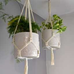 Plant Hanger Ceiling, Indoor Hanging Planter, Boho Wall Macrame Hanging, Flower Pot Basket - thumbnail 2