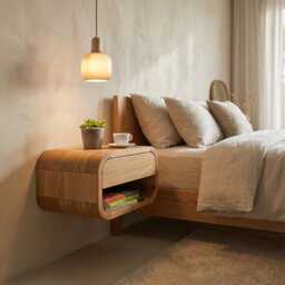 Floating Bedside Table, Night Stand, Cabinet, Nightstand, Shelf With Drawer, Cabinet - thumbnail 3