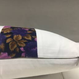 Floral Ikat Lumbar Pillow Cover, Handwoven Silk Cushion - 10x24 - thumbnail 4