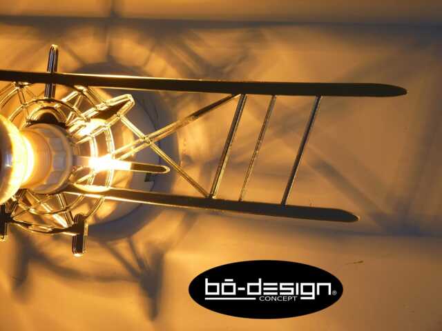Lighting Wall Vintage, Biplane, 70/80/100 cm, 110 V, Mirrors Silver Effect, Shadow On The Wall, Biplan, Stampe, Pitts, Lighting Design, Loft - image 1