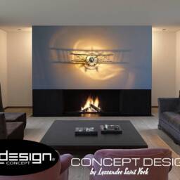 Lighting Wall Vintage, Biplane, 70/80/100 cm, 110 V, Mirrors Silver Effect, Shadow On The Wall, Biplan, Stampe, Pitts, Lighting Design, Loft - thumbnail 2