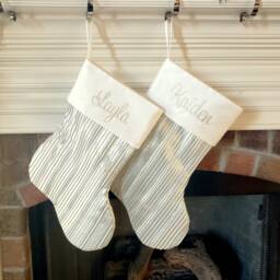 Personalized Christmas Stocking. Champagne White Gold Shimmery Elegant Pleated Shiny Glitz Ivory Stocking - thumbnail 2