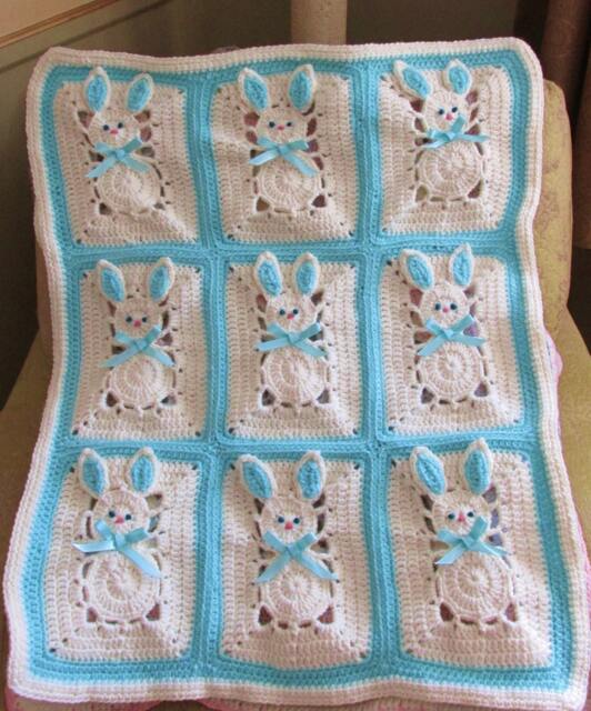 Digital PDF Crochet Pattern - Easter Bunny Baby Blanket Crib, Stroller, Bassinet - image 1