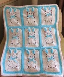 Digital PDF Crochet Pattern - Easter Bunny Baby Blanket Crib, Stroller, Bassinet - thumbnail 1