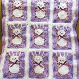 Digital PDF Crochet Pattern - Easter Bunny Baby Blanket Crib, Stroller, Bassinet - thumbnail 3