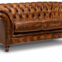 Chesterfield Belmont Real Leather Two/Three Seater Sofa Antique Tan - thumbnail 4