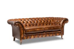 Chesterfield Belmont Real Leather Two/Three Seater Sofa Antique Tan