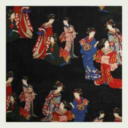 Japanese Geisha Lumbar Cushion Black Oriental Throw Pillow Cover 12x20 - thumbnail 2