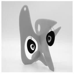 Modernist Blue Acrylic Earrings With Art Stabile Sculpture - thumbnail 2