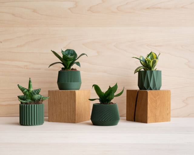 Set Of 4 Green Small Indoor Planters - Original Planter Gift - image 1