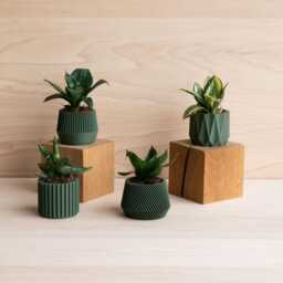 Set Of 4 Green Small Indoor Planters - Original Planter Gift - thumbnail 4