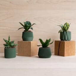 Set Of 4 Green Small Indoor Planters - Original Planter Gift - thumbnail 2