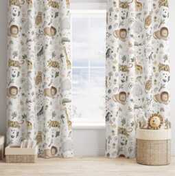 Safari Doodle Curtains, Nursery Curtains Blackout Or Non Blackout, With Eyelets, Ready To Post
