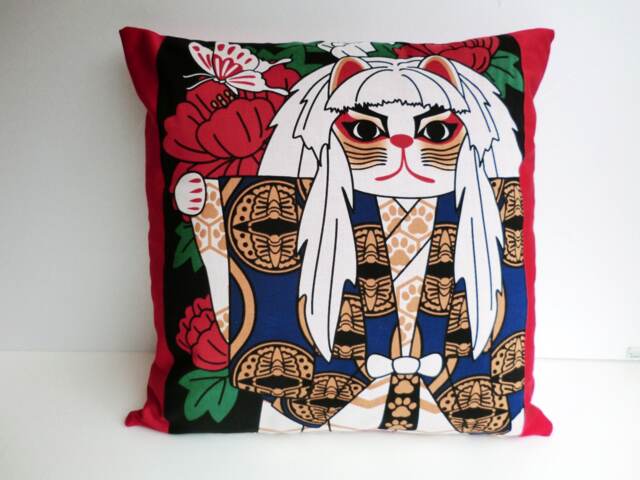 Cat Pillow Case, Boys Bedding Throw, Boy Animal Cover, Cotton Pillow, Japanese Cover - image 1
