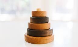 Wooden Circle Stacking Toy Cherry & Walnut Rings