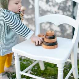 Wooden Circle Stacking Toy Cherry & Walnut Rings - thumbnail 2
