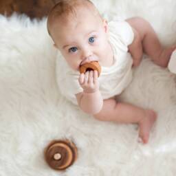 Wooden Circle Stacking Toy Cherry & Walnut Rings - thumbnail 3