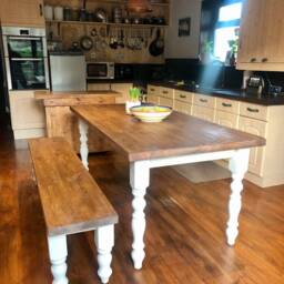 Handmade Chunky Farmhouse Dining Table - Solid Wood Rustic Kitchen Furniture - thumbnail 4