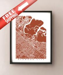 Redwood City Map Print - Bay Area California Art Poster - thumbnail 1